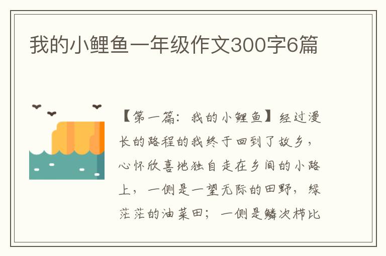 我的小鲤鱼一年级作文300字6篇