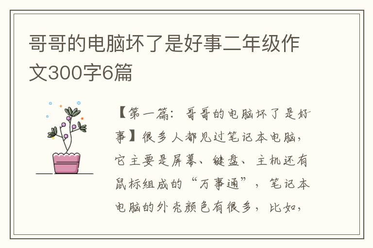 哥哥的电脑坏了是好事二年级作文300字6篇