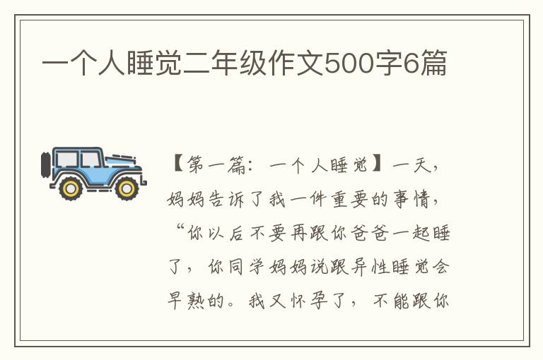 一个人睡觉二年级作文500字6篇