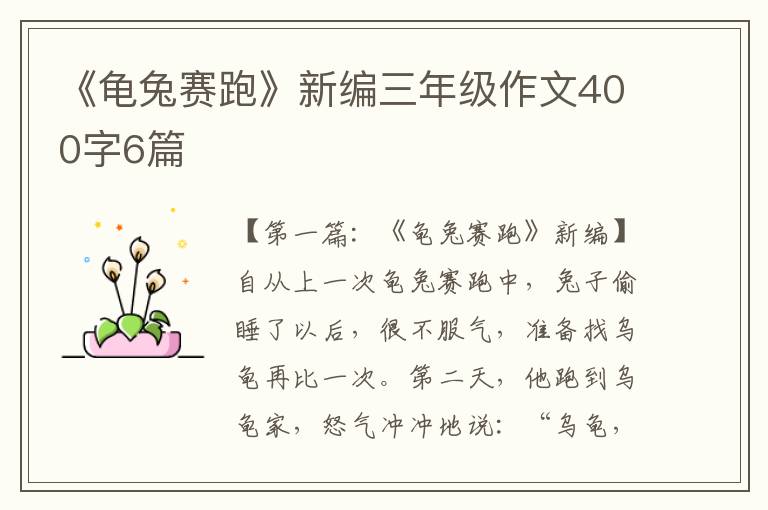 《龟兔赛跑》新编三年级作文400字6篇