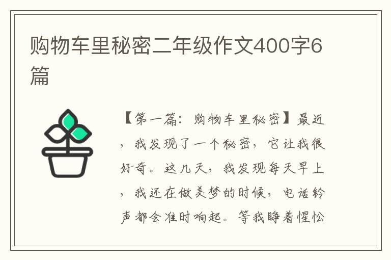 购物车里秘密二年级作文400字6篇