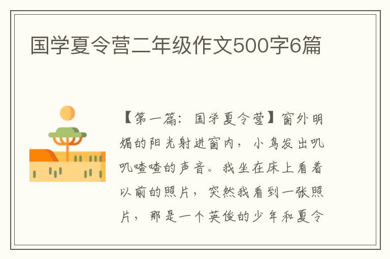 国学夏令营二年级作文500字6篇