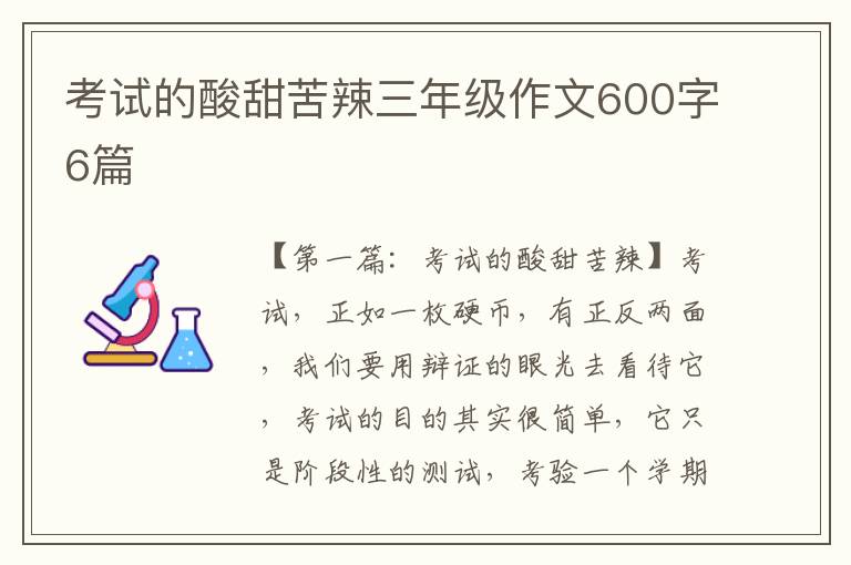 考试的酸甜苦辣三年级作文600字6篇