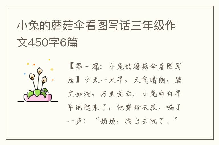 小兔的蘑菇伞看图写话三年级作文450字6篇