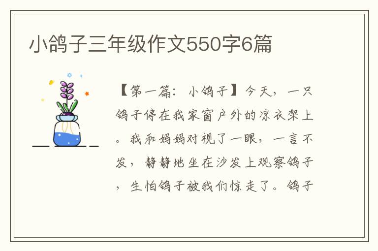 小鸽子三年级作文550字6篇