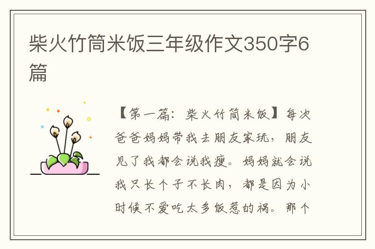 柴火竹筒米饭三年级作文350字6篇