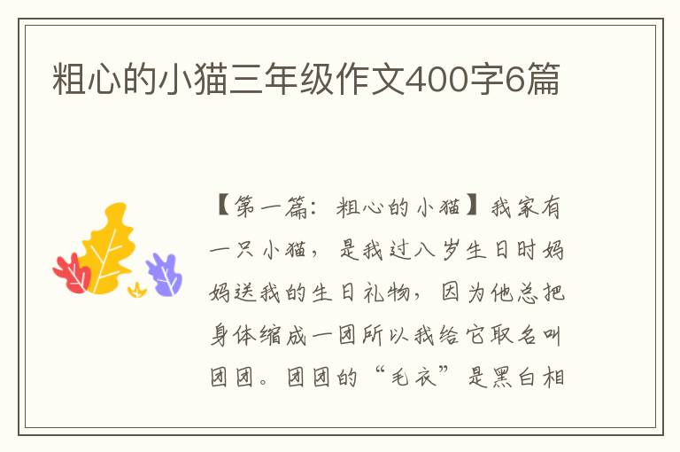 粗心的小猫三年级作文400字6篇