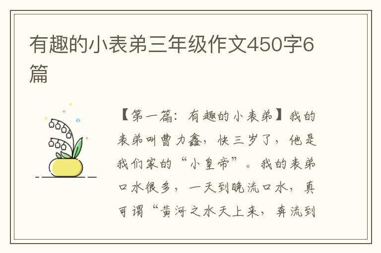 有趣的小表弟三年级作文450字6篇