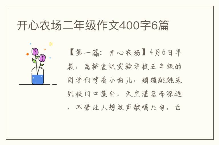 开心农场二年级作文400字6篇