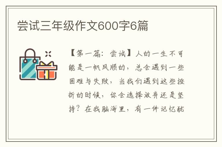 尝试三年级作文600字6篇