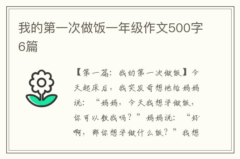 我的第一次做饭一年级作文500字6篇