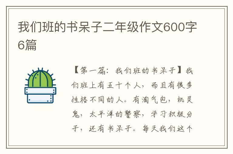 我们班的书呆子二年级作文600字6篇