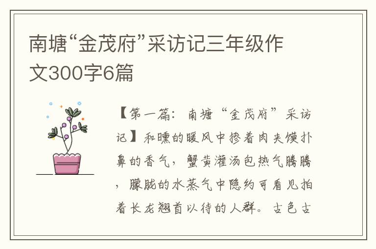 南塘“金茂府”采访记三年级作文300字6篇