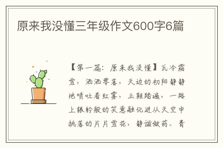 原来我没懂三年级作文600字6篇