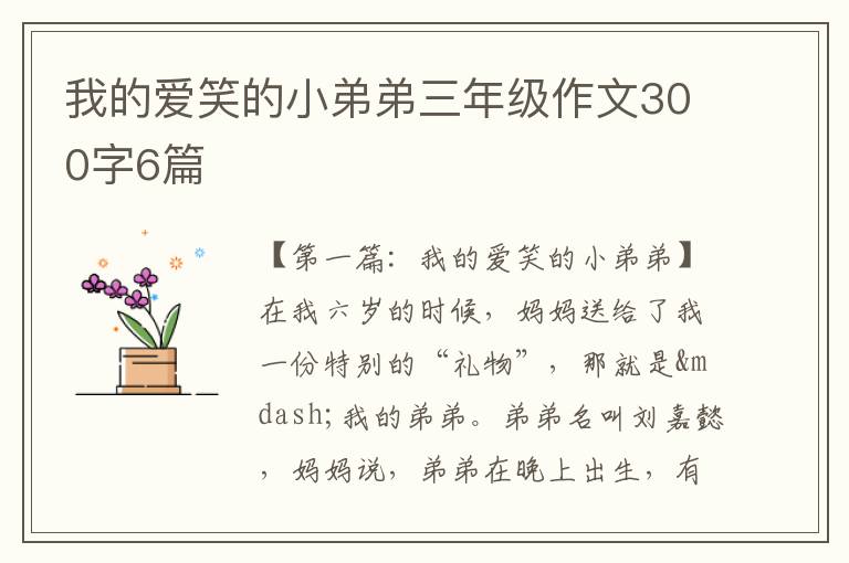 我的爱笑的小弟弟三年级作文300字6篇