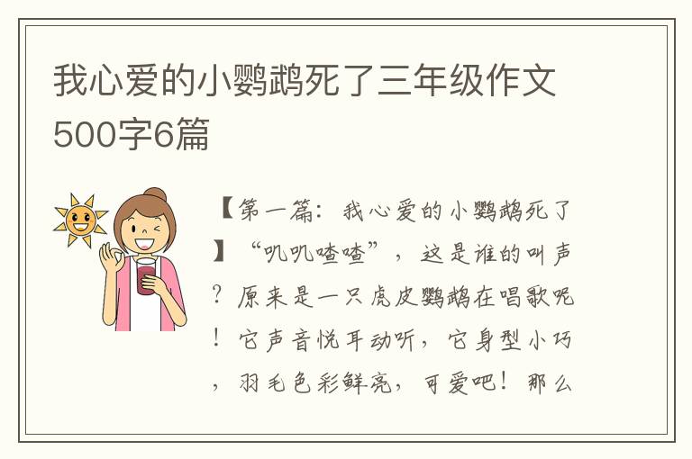 我心爱的小鹦鹉死了三年级作文500字6篇