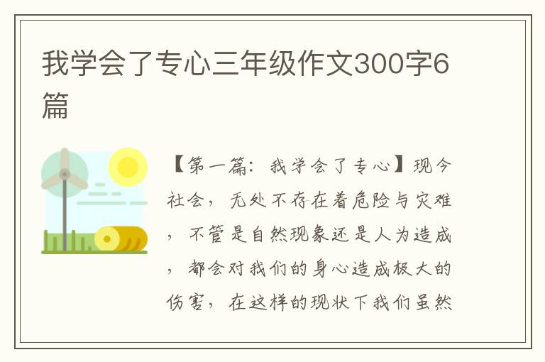 我学会了专心三年级作文300字6篇