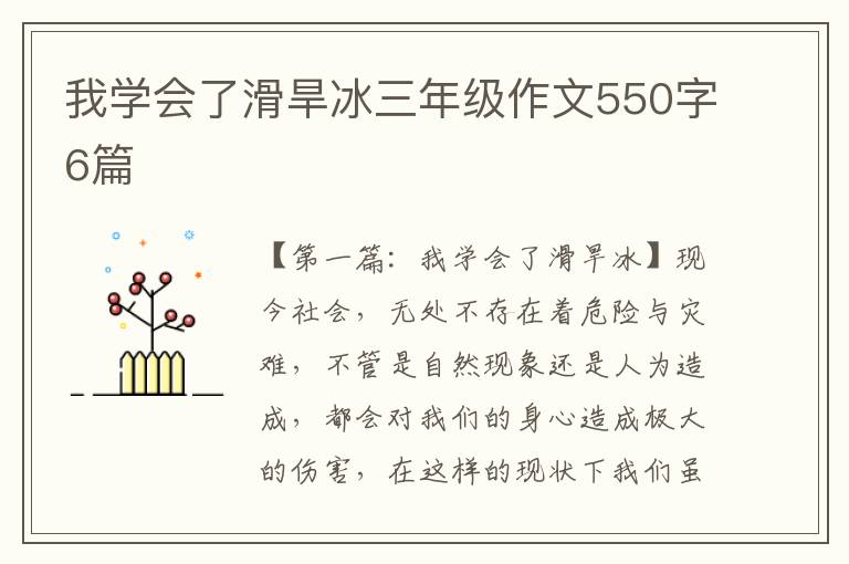 我学会了滑旱冰三年级作文550字6篇