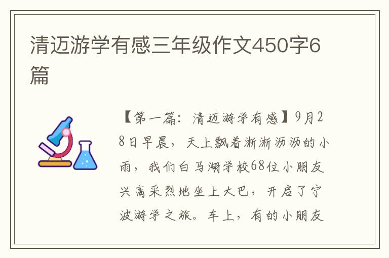 清迈游学有感三年级作文450字6篇