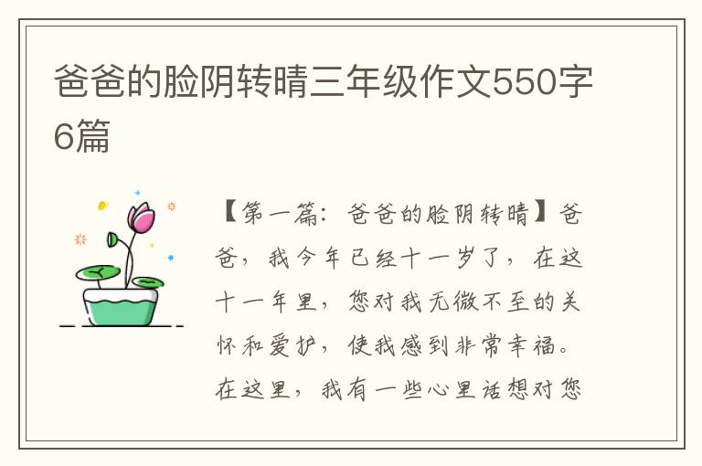 爸爸的脸阴转晴三年级作文550字6篇