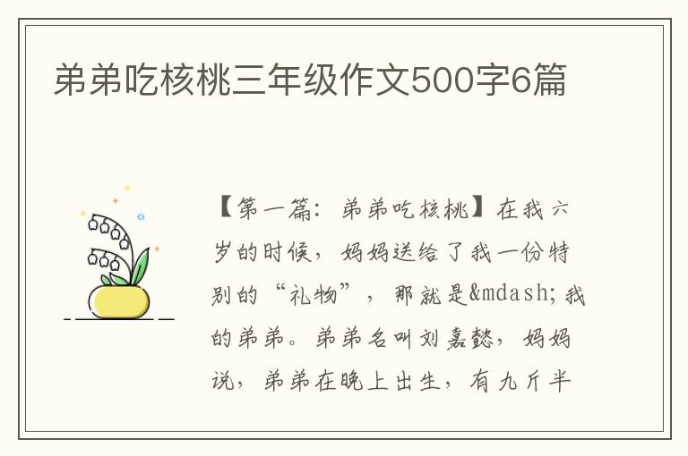 弟弟吃核桃三年级作文500字6篇