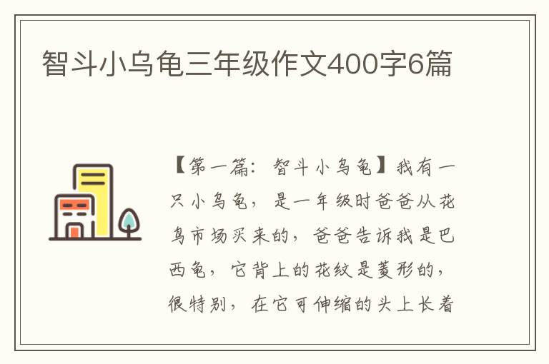 智斗小乌龟三年级作文400字6篇