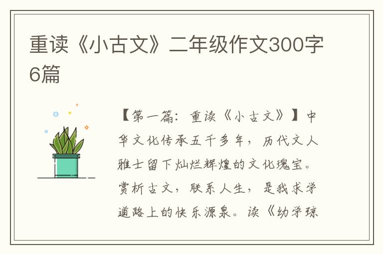 重读《小古文》二年级作文300字6篇