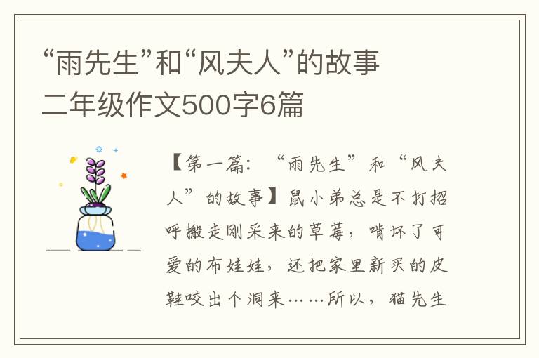 “雨先生”和“风夫人”的故事二年级作文500字6篇