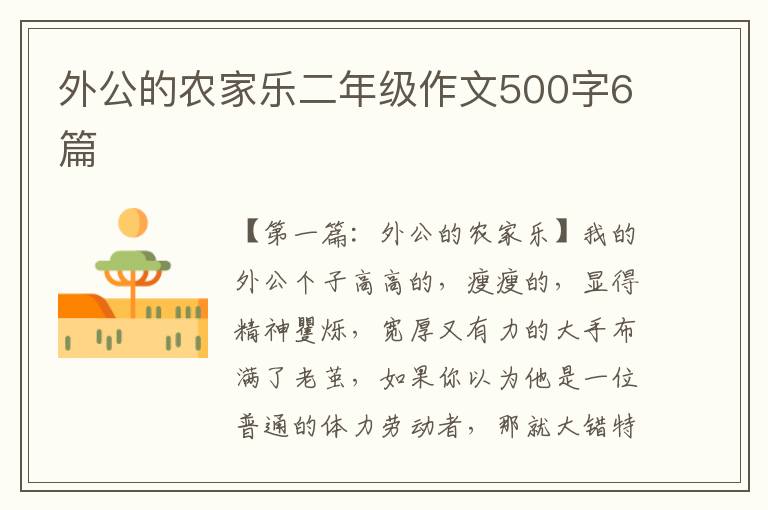 外公的农家乐二年级作文500字6篇