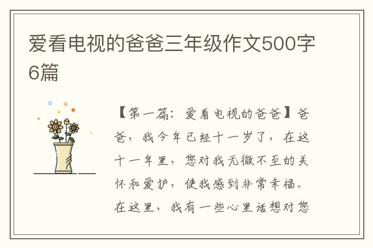 爱看电视的爸爸三年级作文500字6篇