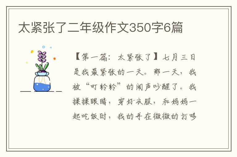 太紧张了二年级作文350字6篇