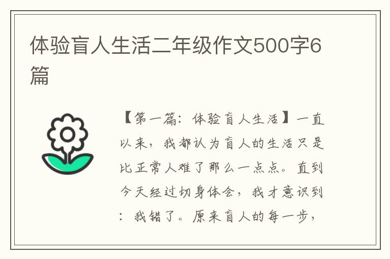 体验盲人生活二年级作文500字6篇