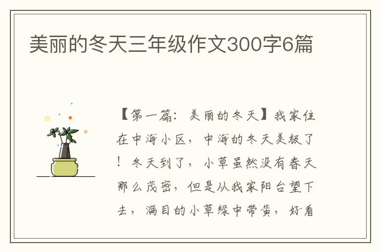 美丽的冬天三年级作文300字6篇