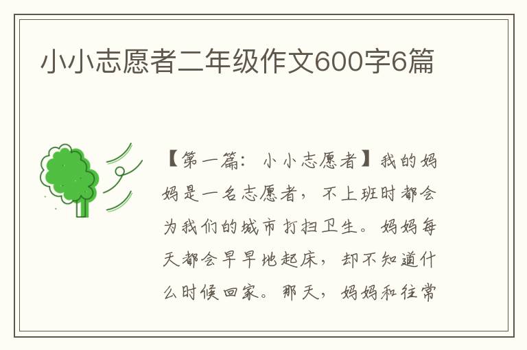 小小志愿者二年级作文600字6篇