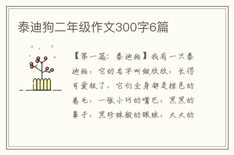 泰迪狗二年级作文300字6篇