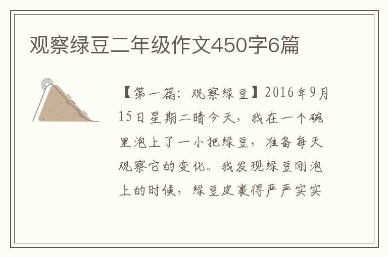 观察绿豆二年级作文450字6篇