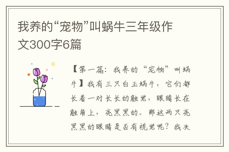 我养的“宠物”叫蜗牛三年级作文300字6篇