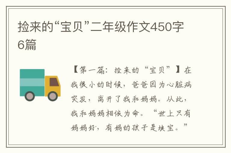 捡来的“宝贝”二年级作文450字6篇