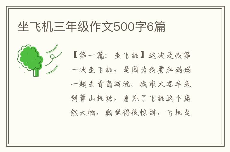 坐飞机三年级作文500字6篇