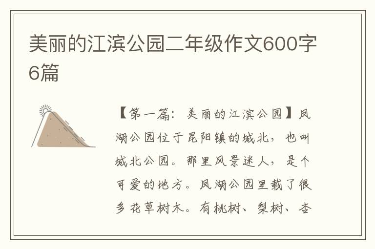 美丽的江滨公园二年级作文600字6篇