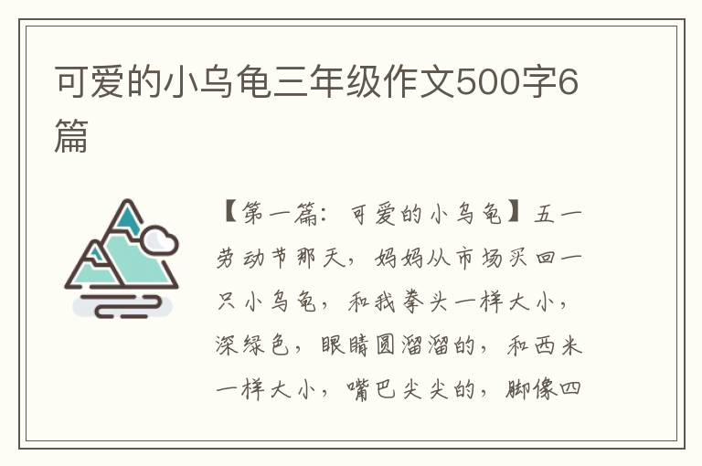 可爱的小乌龟三年级作文500字6篇