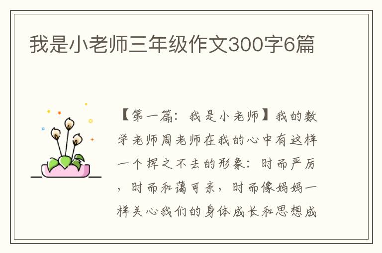 我是小老师三年级作文300字6篇