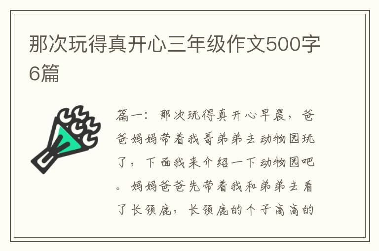 那次玩得真开心三年级作文500字6篇