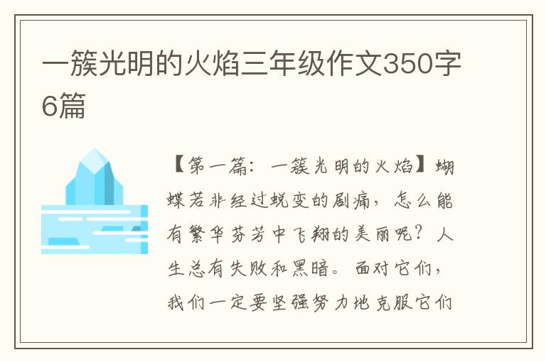 一簇光明的火焰三年级作文350字6篇