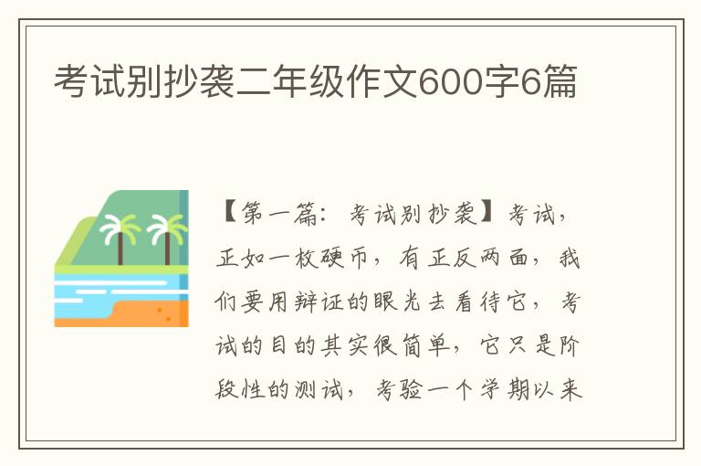 考试别抄袭二年级作文600字6篇