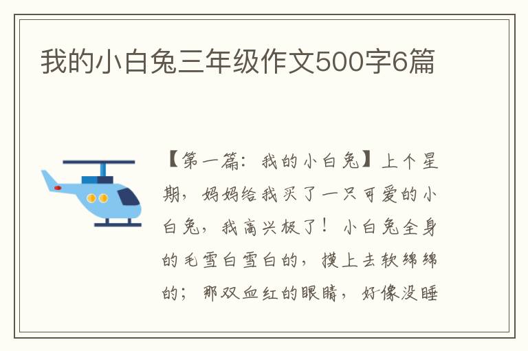 我的小白兔三年级作文500字6篇