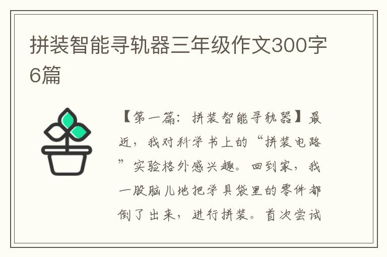 拼装智能寻轨器三年级作文300字6篇