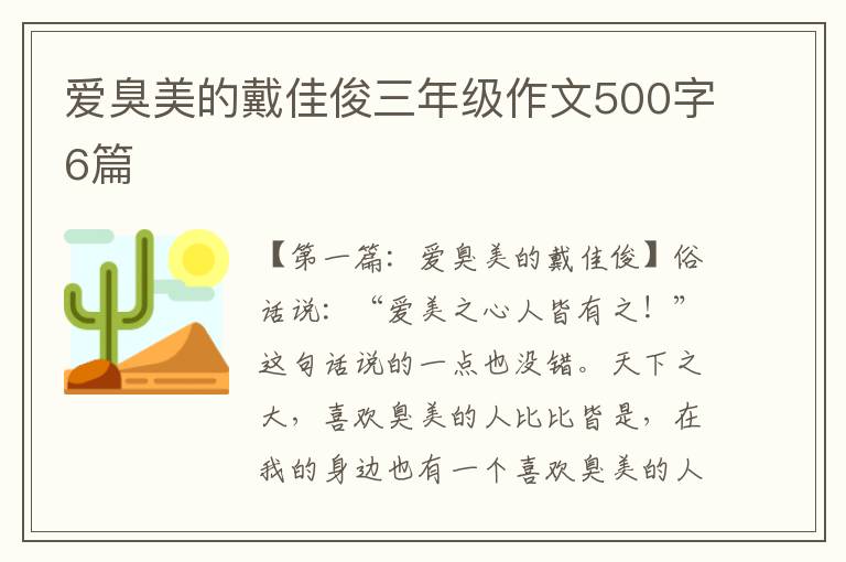 爱臭美的戴佳俊三年级作文500字6篇