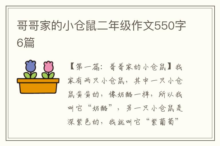 哥哥家的小仓鼠二年级作文550字6篇