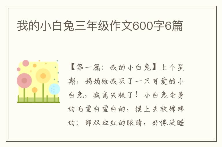 我的小白兔三年级作文600字6篇